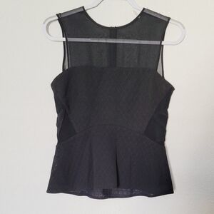 Sandro Paris Black Mesh Panel Blouse size Small